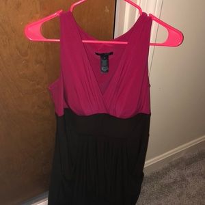 Hot Pink and Brown Midi Dress with pockets!